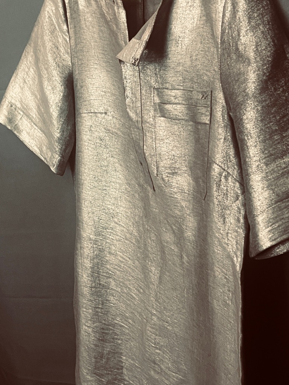 Elizabeth and James Metallic Charcoal Shell Linen Mini Dress , look like New - Picture 4 of 11